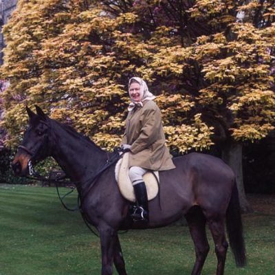 Her Majesty The Queenriding her favourite hourse 'Sanction', 2002